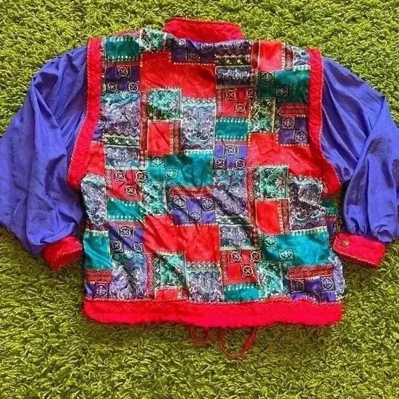 Vintage 80s Abstract Nylon Windbreaker Jacket - Picture 2 of 4
